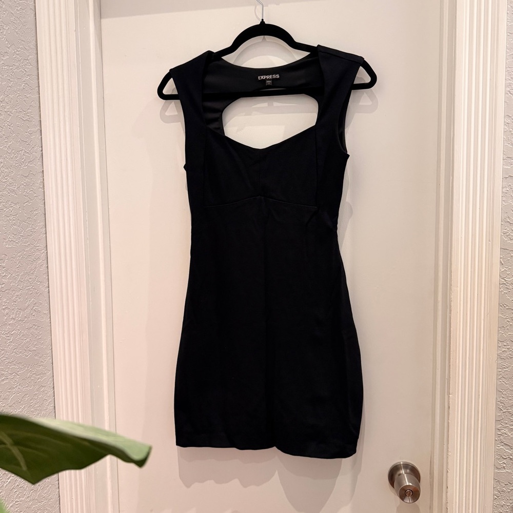 Express Black Mini Dress with Front Cutout